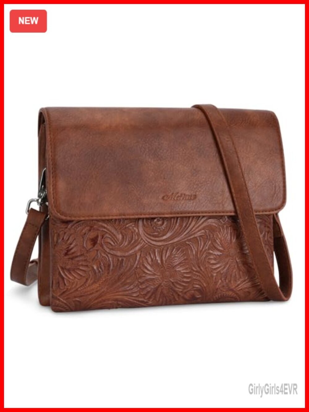 Vegan Leather Crossbody Bag with Phone Pocket and Adjustable Strap